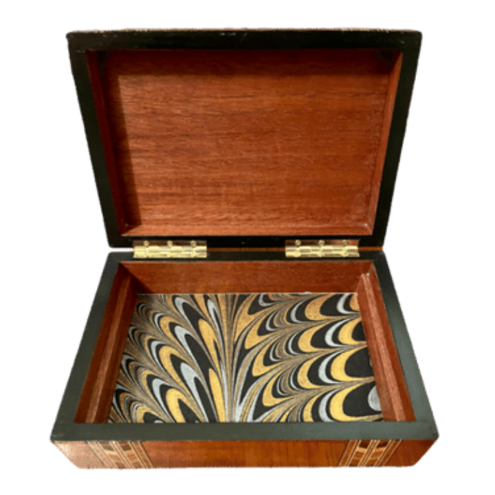 Mahogany and veneer inlaid box
